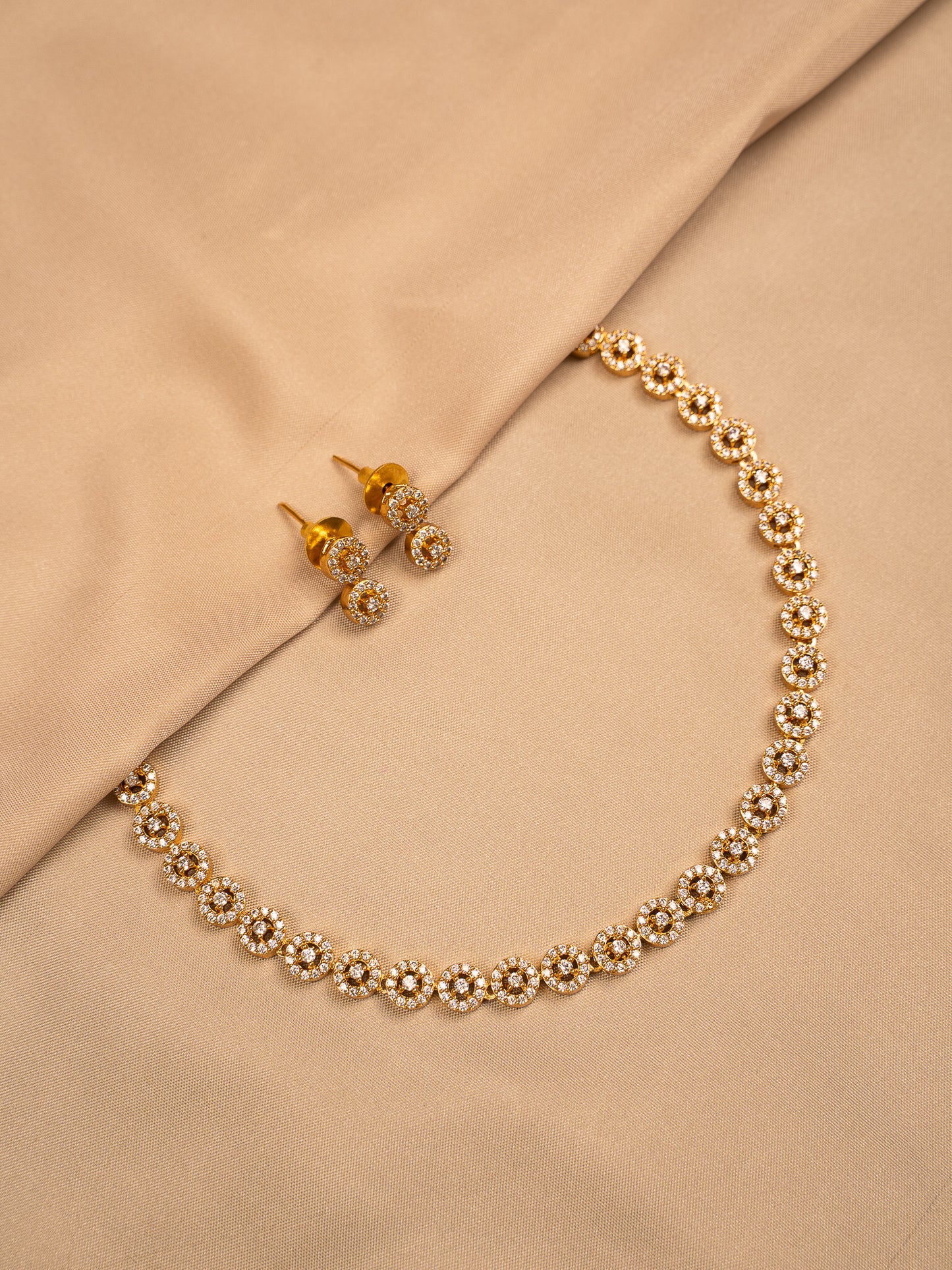 Classic Gold Crystal Floral Necklace Set