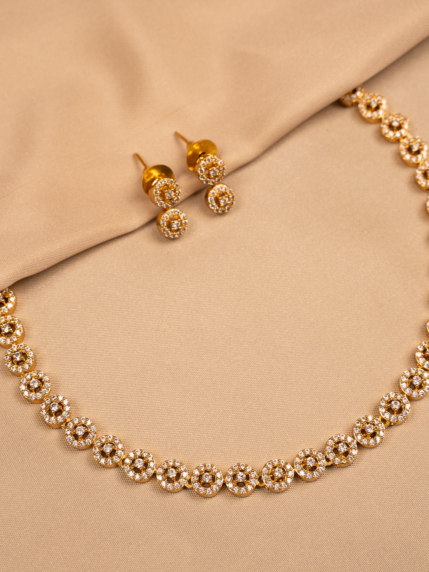 Classic Gold Crystal Floral Necklace Set