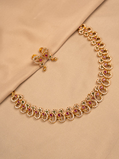 Gold Ruby Green Necklace Set – Bridal & Festive Wear