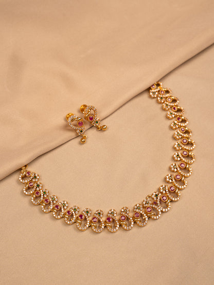 Gold Ruby Green Necklace Set – Bridal & Festive Wear