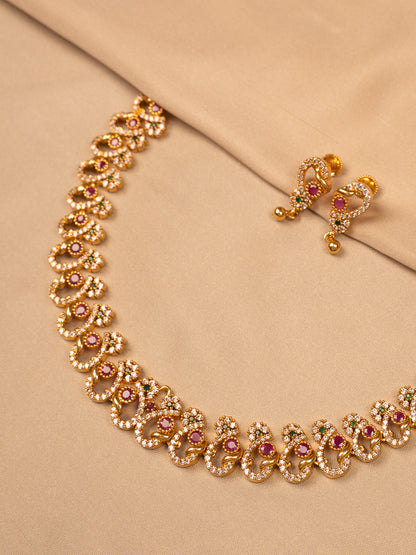 Gold Ruby Green Necklace Set – Bridal & Festive Wear