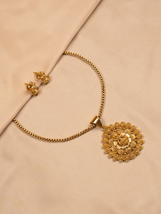 Divine Lakshmi Pendant Set in Gold Finish