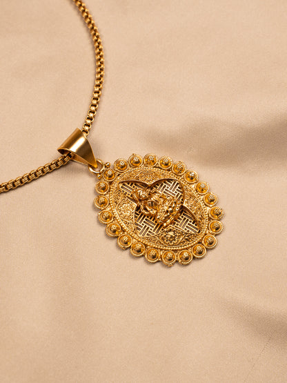 Antique Lakshmi Pendant Set with Stud Earrings – Gold Plated