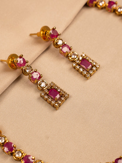Ruby & Kundan Stone Gold Plated Necklace Set