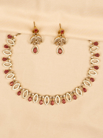 Red Simple Necklace Set – Elegant & Minimalistic KC604