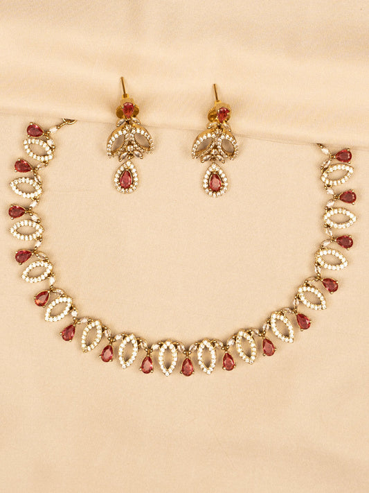 Red Simple Necklace Set – Elegant & Minimalistic KC604