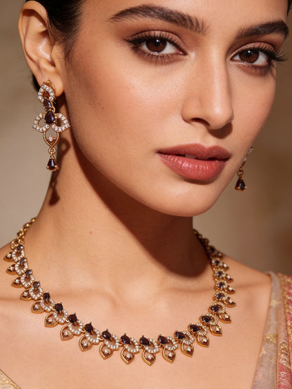 Smoky Pearl Heart Necklace Set