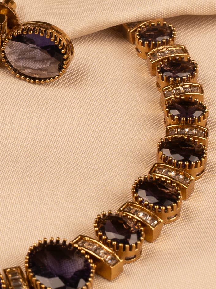 Exquisite Purple Stone Bridal Necklace Regal & Elegant for Brides KC312
