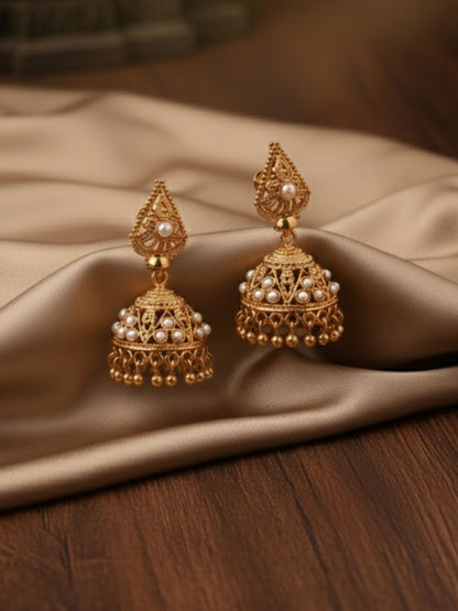Pearl Royale Antique Jhumkas