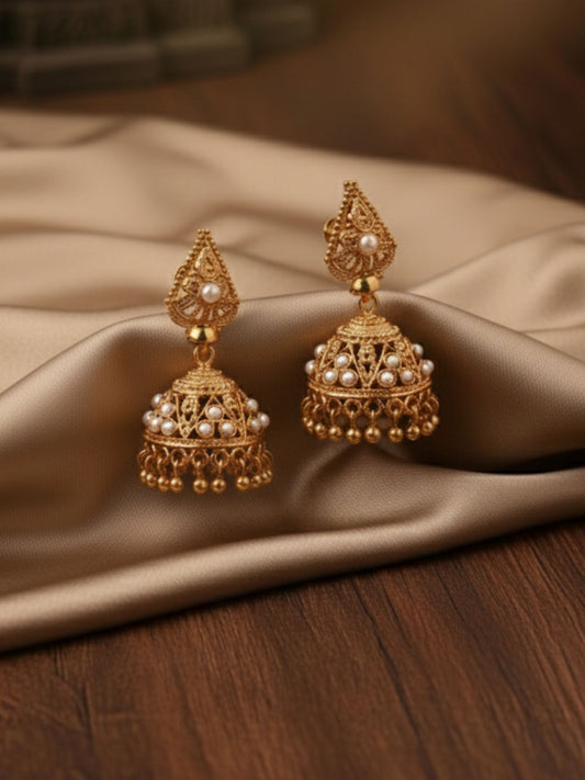 Pearl Royale Antique Jhumkas