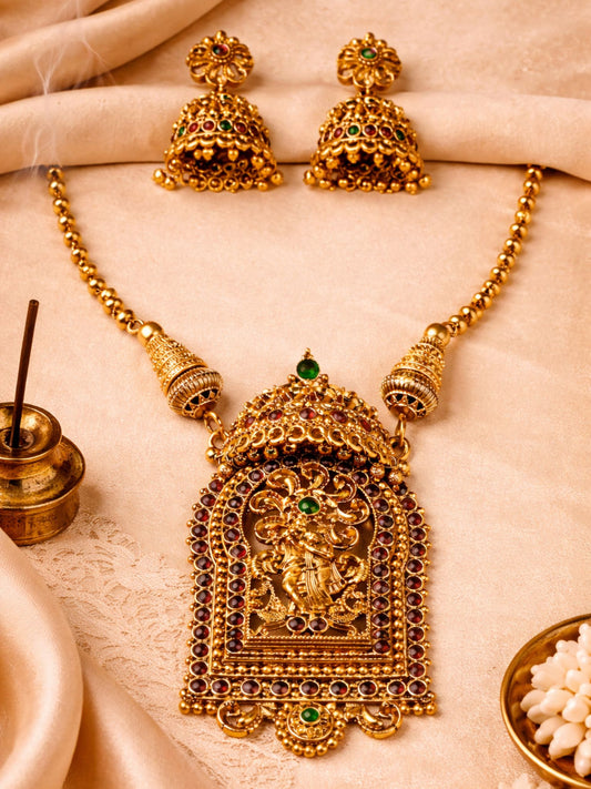 Lord Krishna Temple Necklace Set