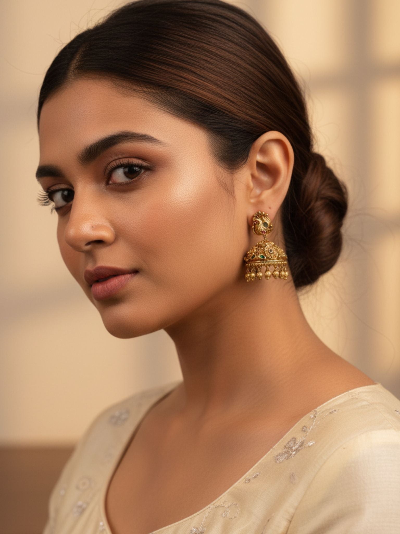 Traditional Gold Jumka Earrings with Elegant Design KC490