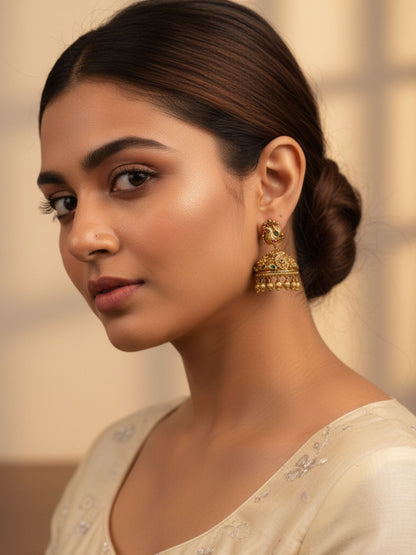 Traditional Gold Jumka Earrings with Elegant Design
