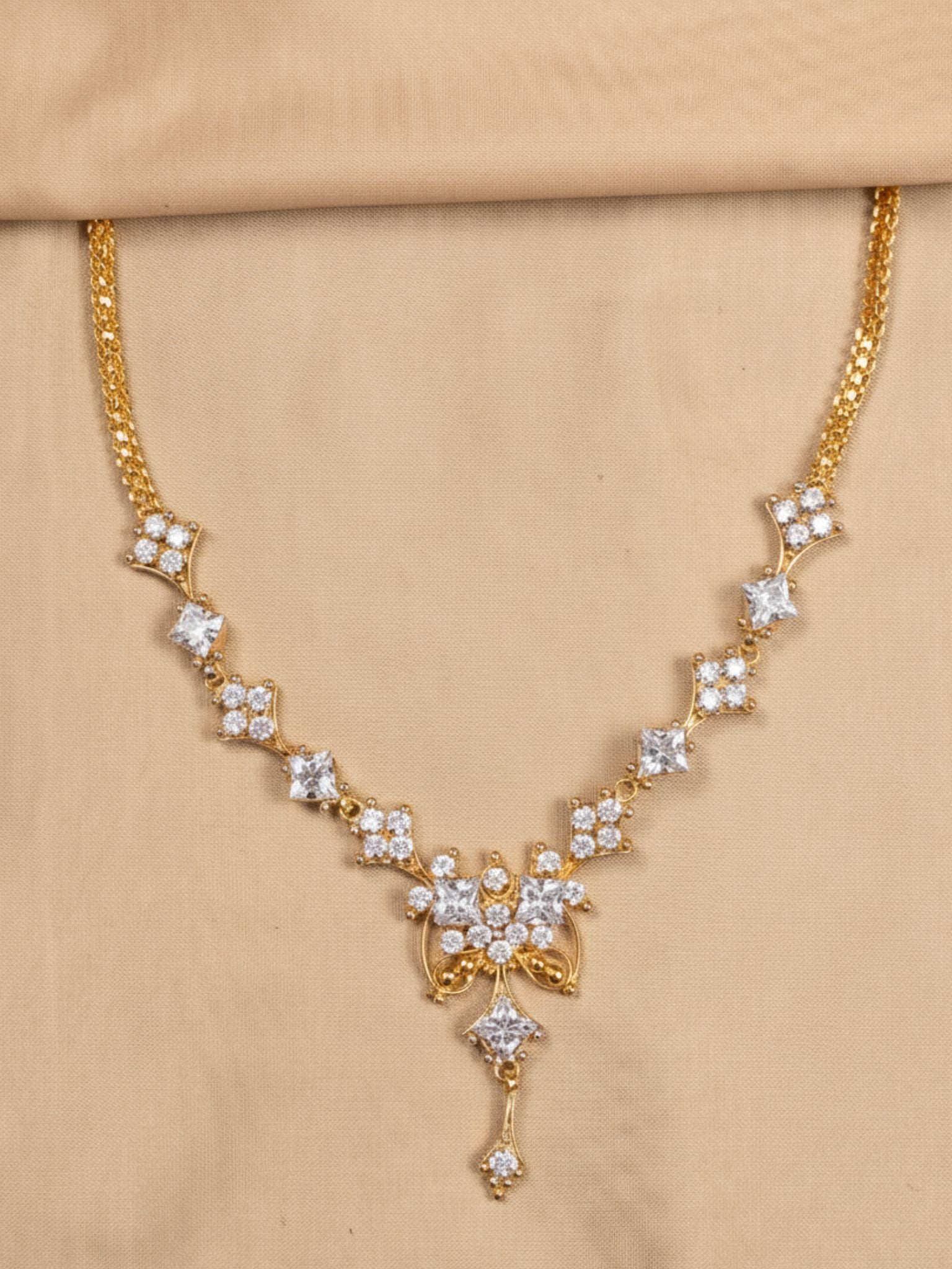Classic Gold Solitaire Necklace Kaithra Minimalist CZ Jewelry