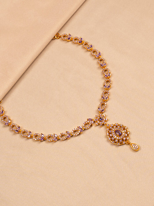 Elegant Blue Stone Gold-Plated Necklace – Bridal & Festive Jewellery