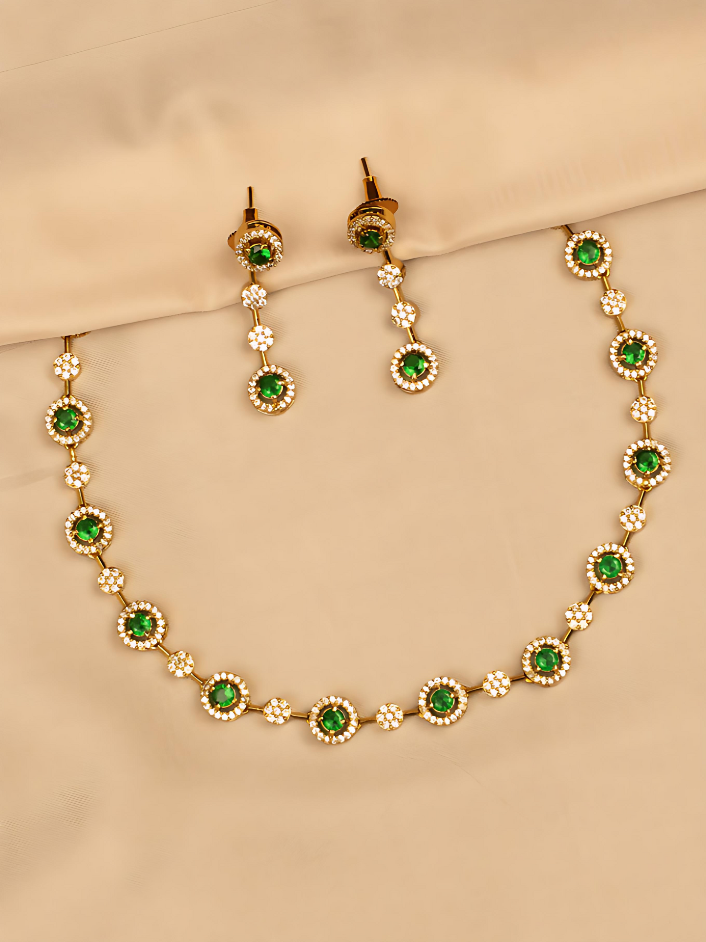 Elegant Green & Stone Necklace Set KC456