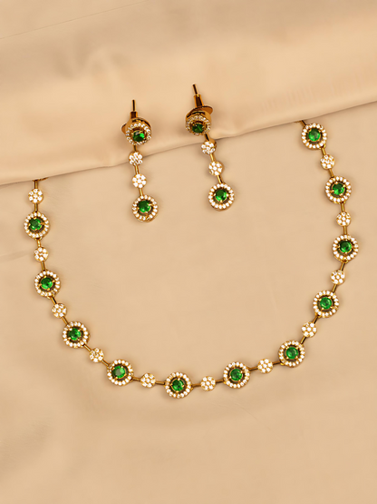 Elegant Green & Stone Necklace Set KC456