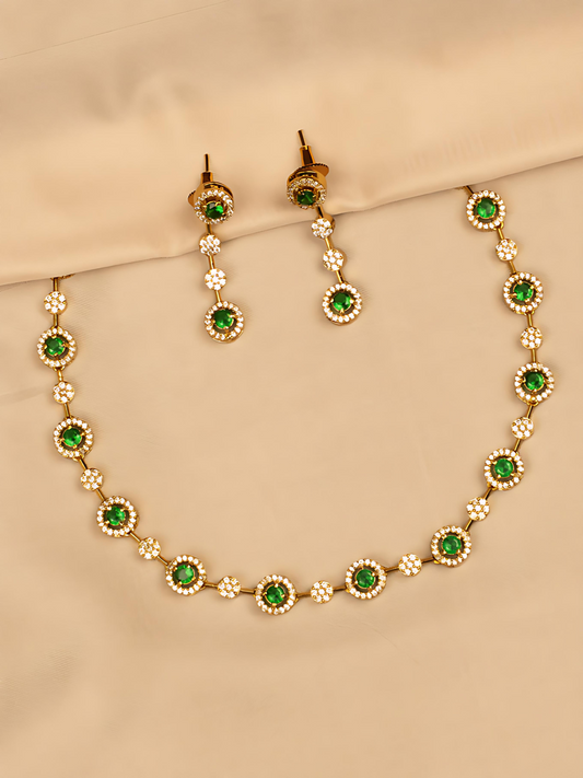 Elegant Green & Stone Necklace Set KC456