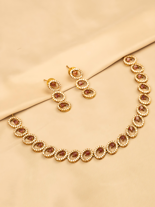 Red Stone Necklace Set – Elegant & Timeless Beauty KC598