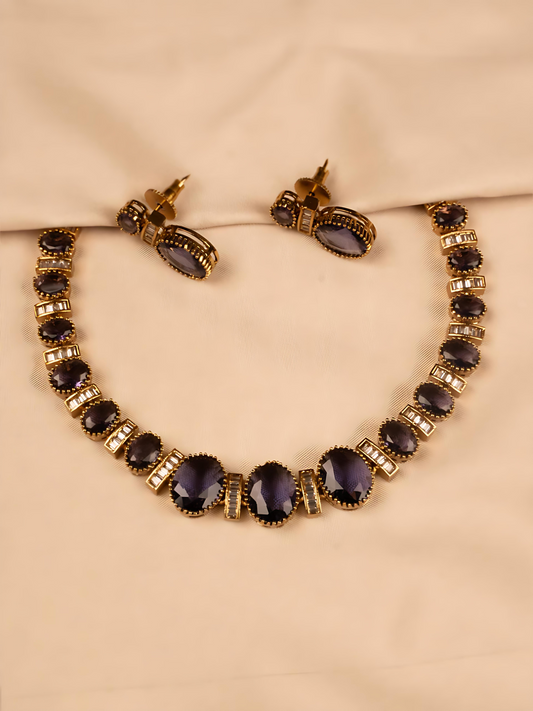 Exquisite Purple Stone Bridal Necklace Regal & Elegant for Brides KC312