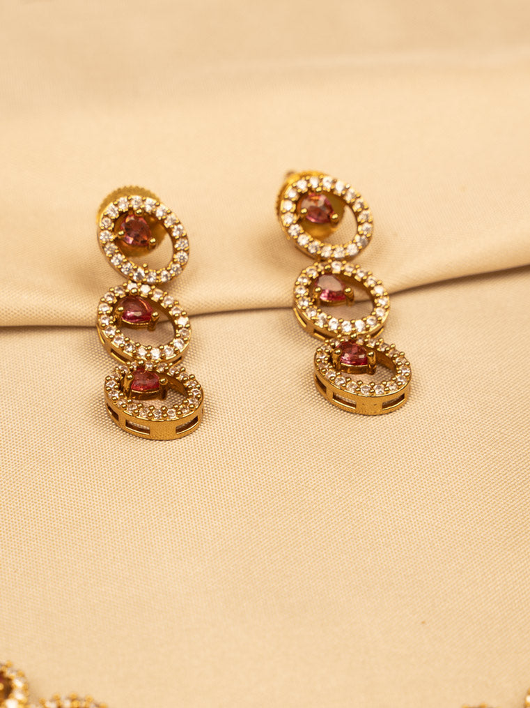 Red Stone Necklace Set – Elegant & Timeless Beauty KC598