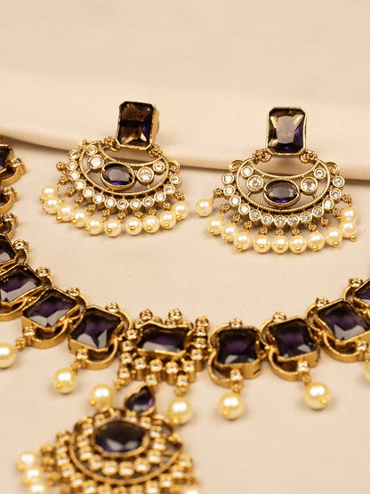Elegant Purple Stone Necklace  KC576