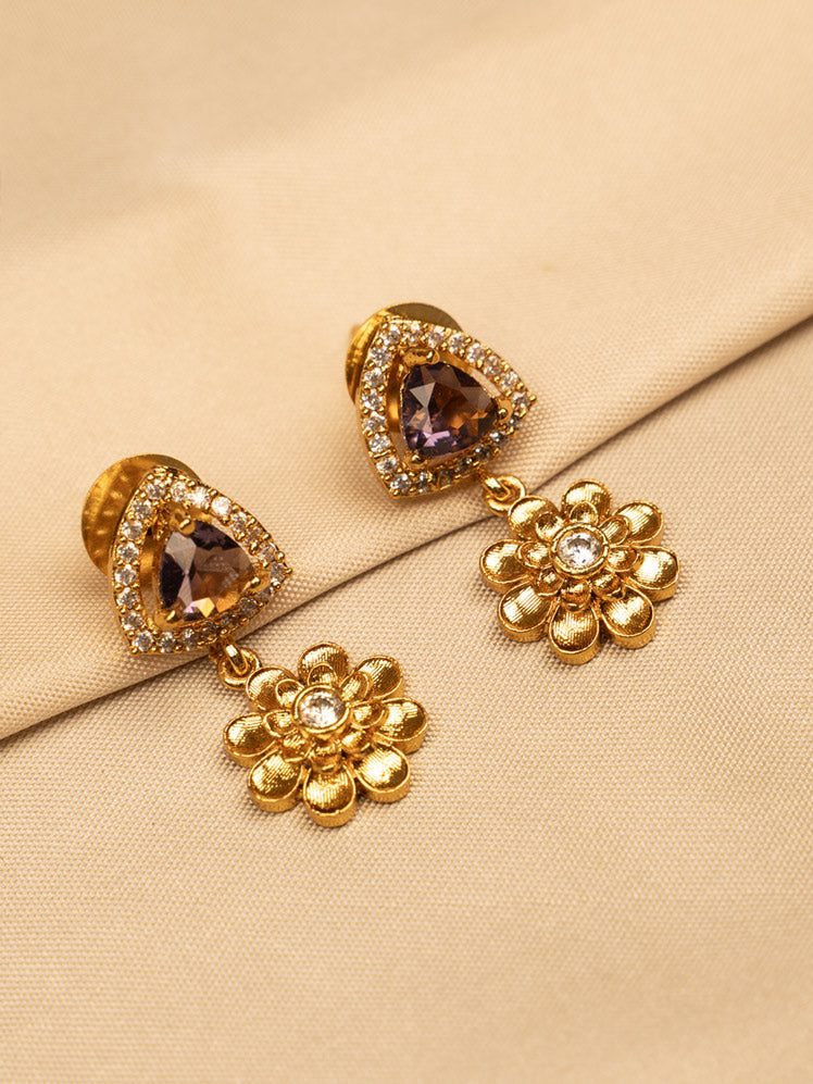 Purple Flower Design Necklace Set – Elegant & Charming KC595