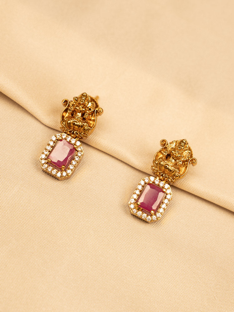 Pink Stone Lakshmi Pendant Necklace – Traditional & Elegant KC603
