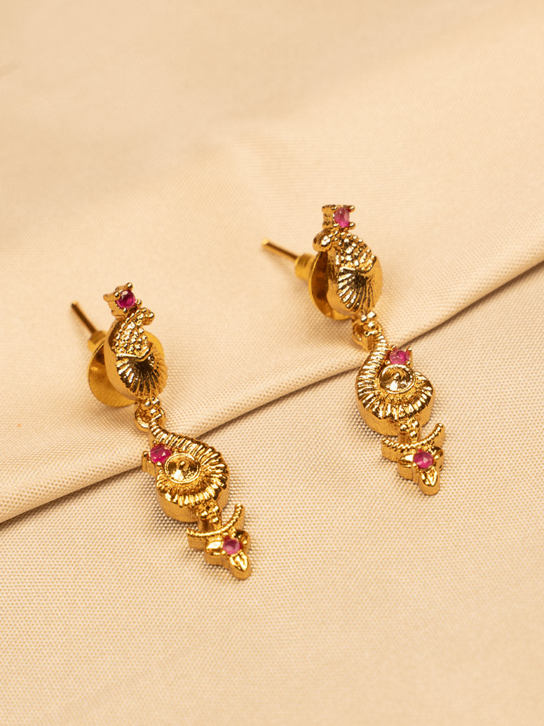 Elegant Small Red Stone Necklace Set – Simple & Timeless KC597