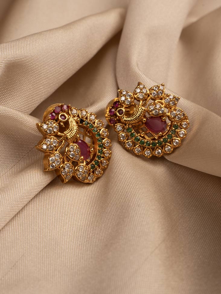 Peacock Designed Pendenat Necklace and earring set KC309