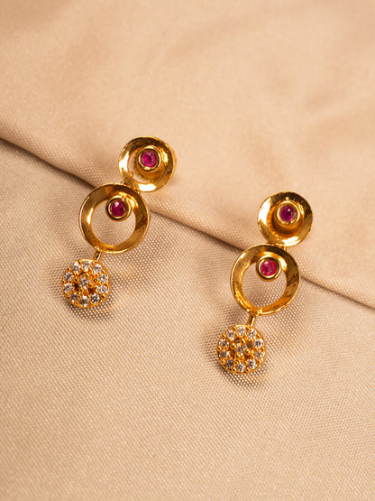 Radiant Gold-Plated Circular Drop Necklace Set with Earrings