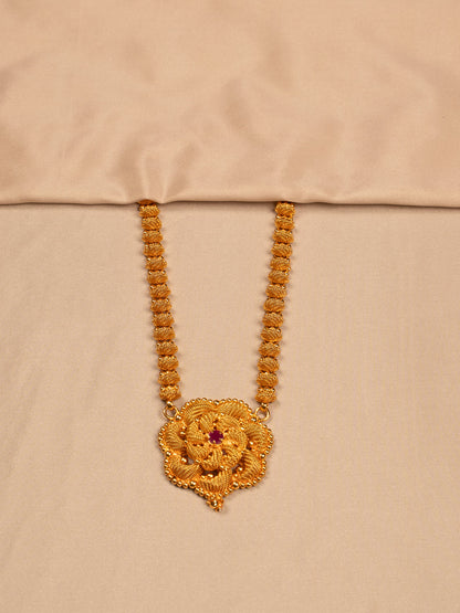 Paisley Floral Pendant Necklace – Red & Green Stones