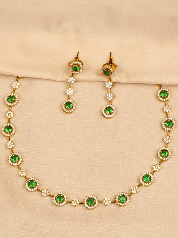 Elegant Green & Stone Necklace Set KC456