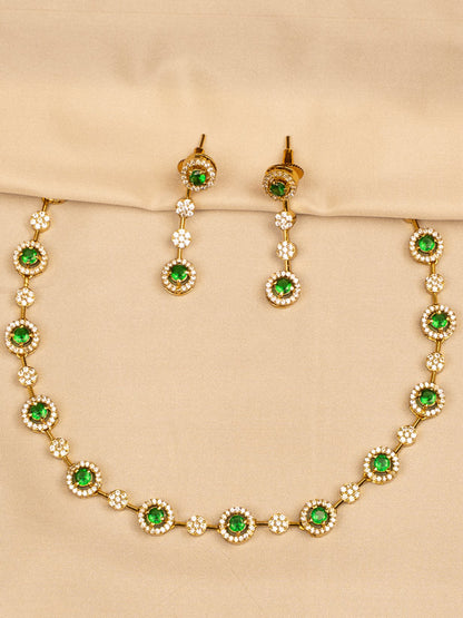 Elegant Green & Stone Necklace Set KC456