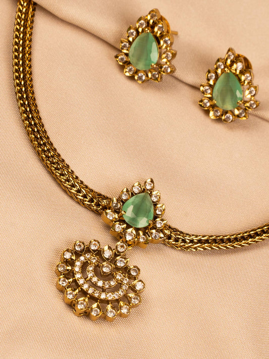 Elegant Green Stone Necklace for Weddings & Special Functions KC311