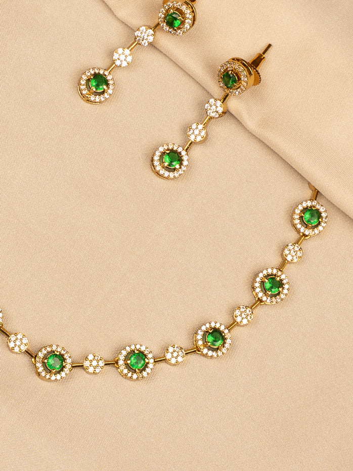 Elegant Green & Stone Necklace Set KC456