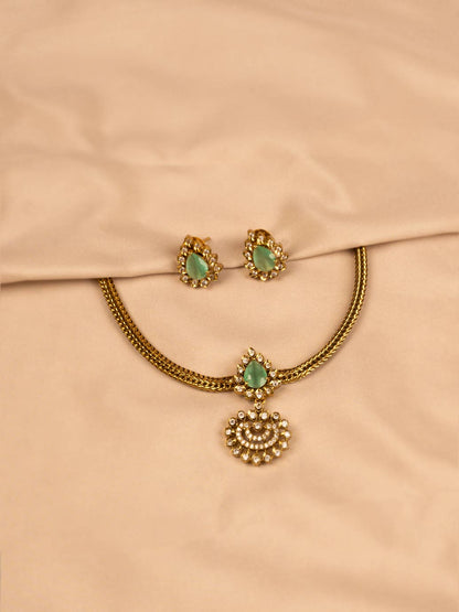 Elegant Green Stone Necklace for Weddings & Special Functions KC311