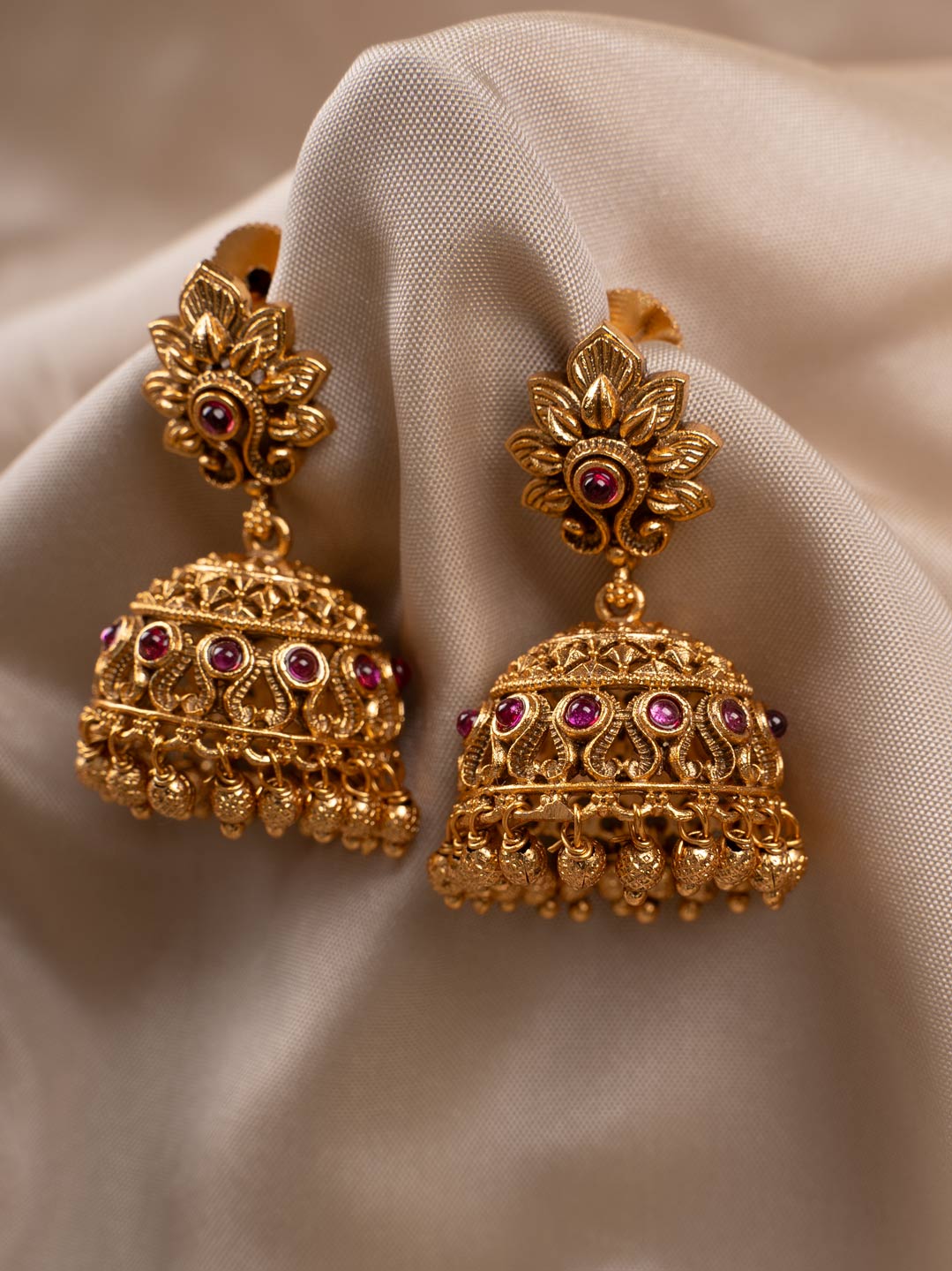 Design Gold Buttalu Temple Jewellery Jhumkas Online Elegant
