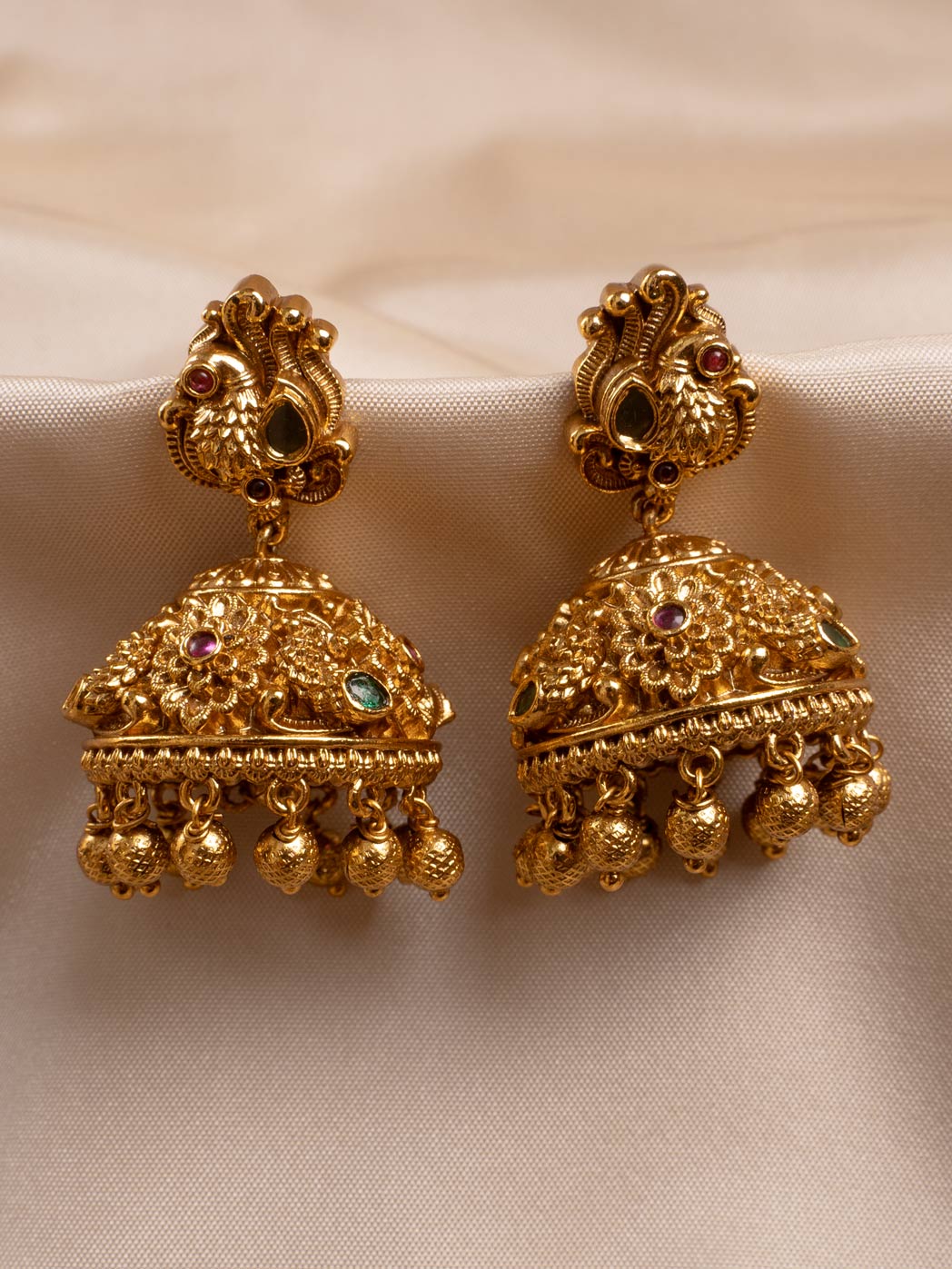 Traditional Gold Jumka Earrings with Elegant Design
