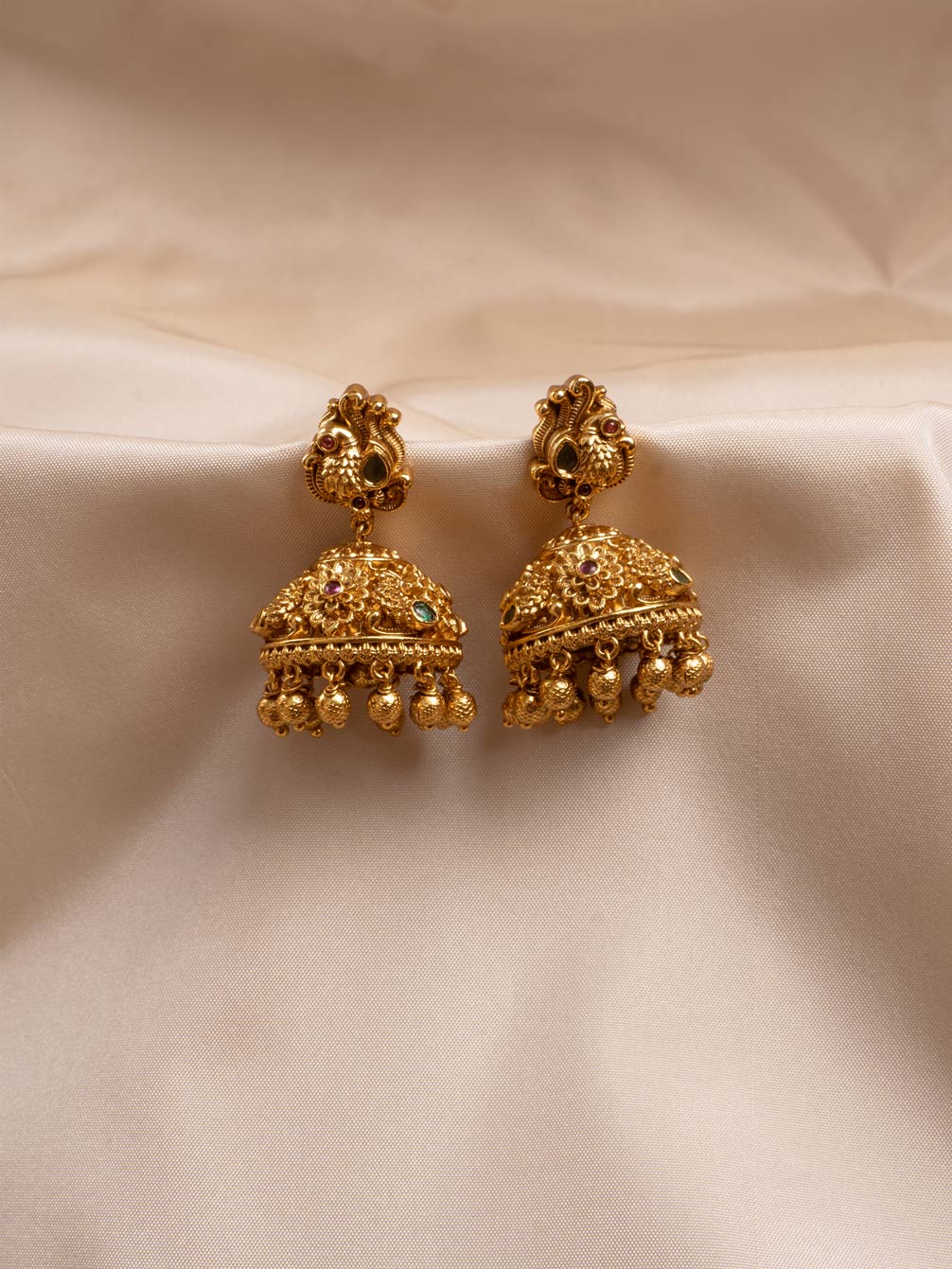 Traditional Gold Jumka Earrings with Elegant Design