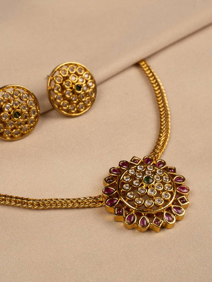 Necklace With Round Pendant Temple jewellery design KC310
