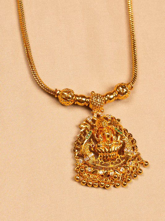 Elegant Lakshmi Pendant Necklace – Goddess Lakshmi Sitting on Lotus
