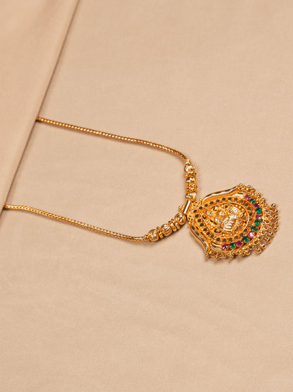 Traditional Lakshmi Temple Necklace with Antique Gold Finish