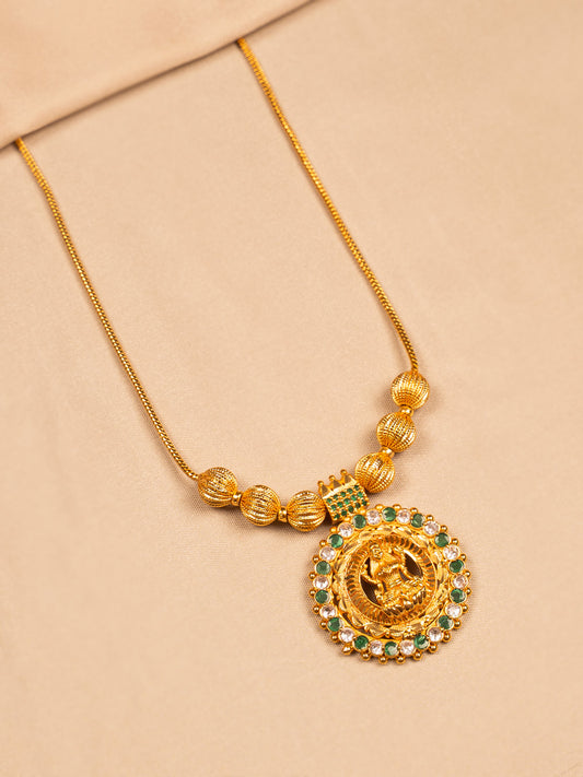 Gold Temple Necklace with Goddess Pendant