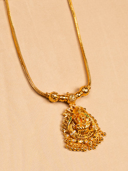Elegant Lakshmi Pendant Necklace – Goddess Lakshmi Sitting on Lotus