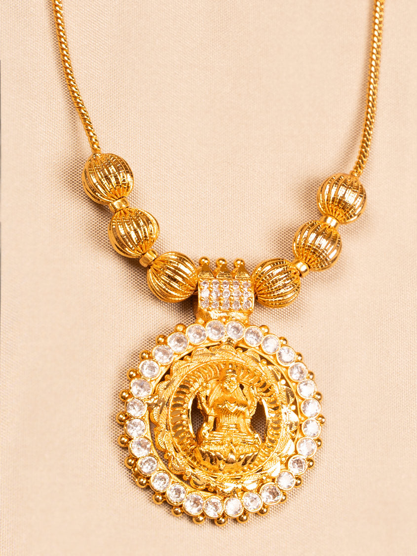 White Stone Lakshmi Temple Necklace