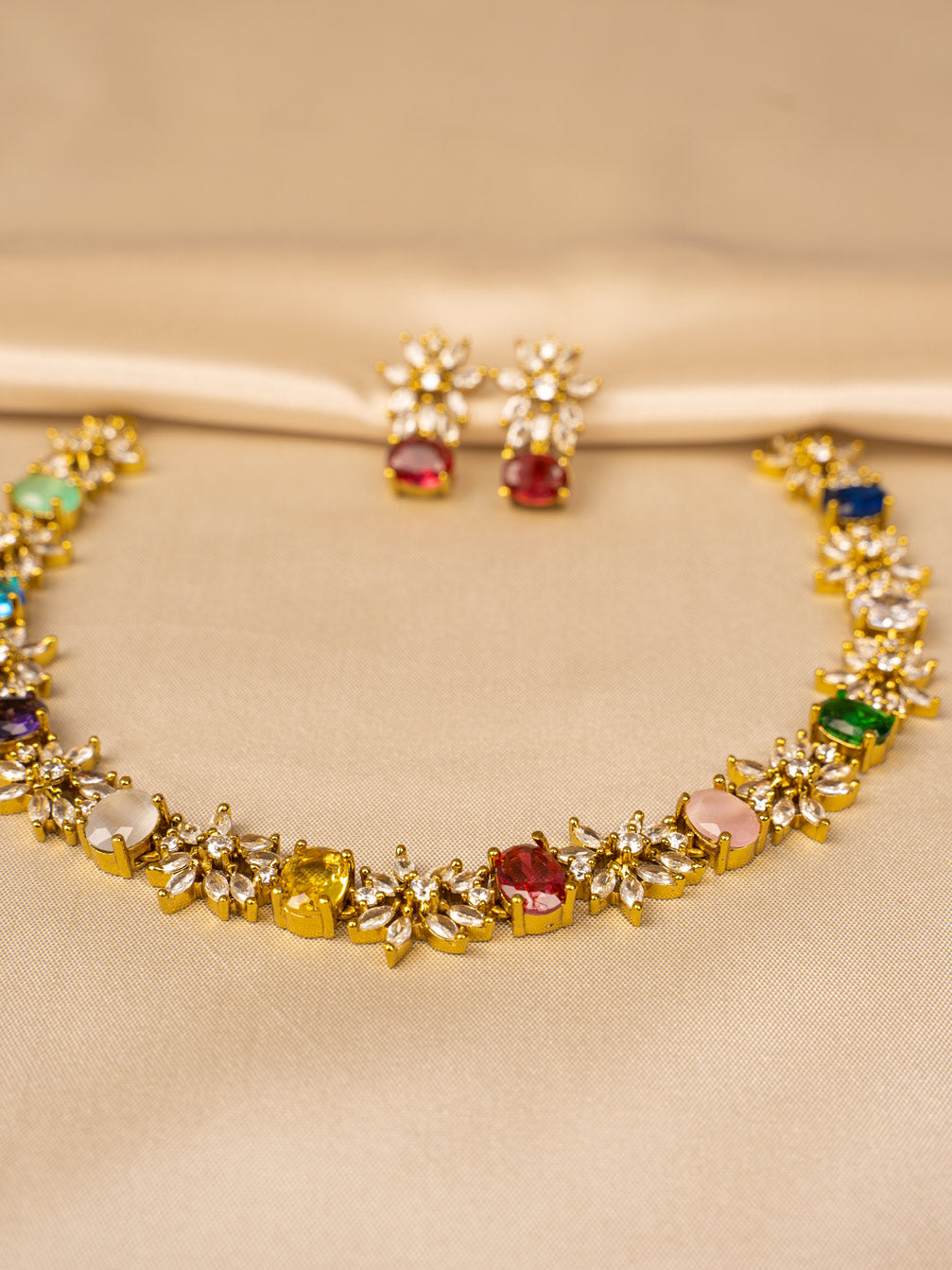 Stunning Multicolour Stone Necklace Set – Vibrant & Elegant KC578