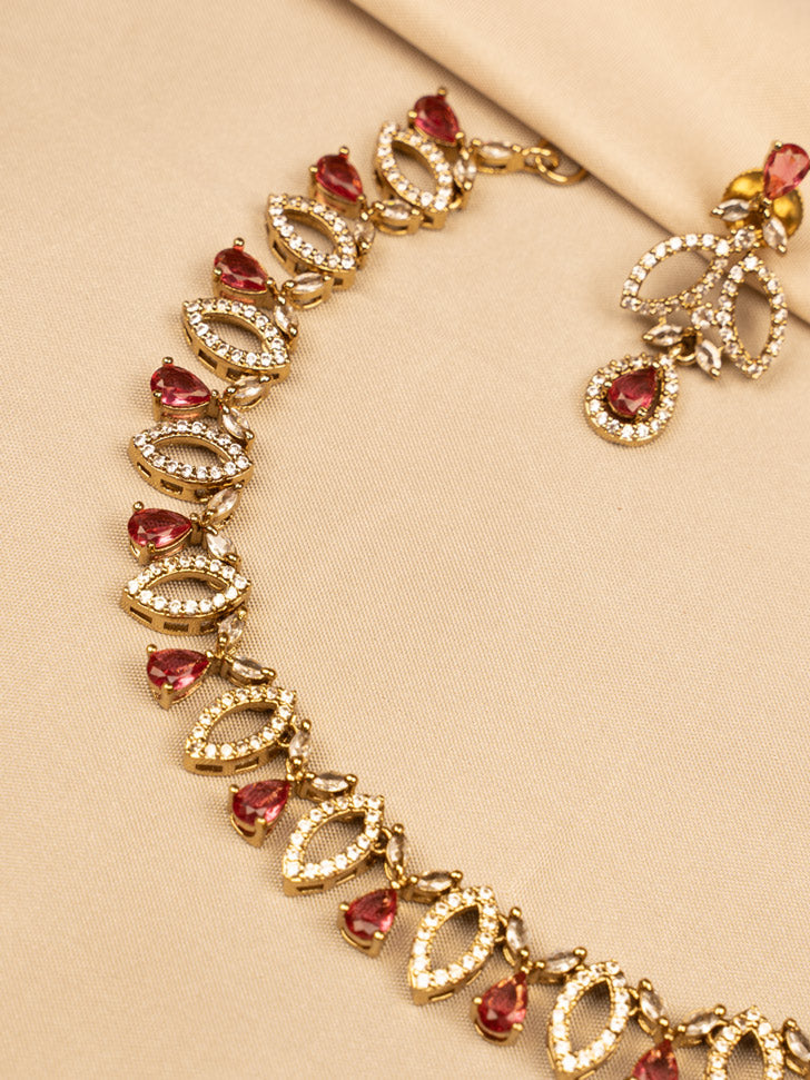 Red Simple Necklace Set – Elegant & Minimalistic KC604