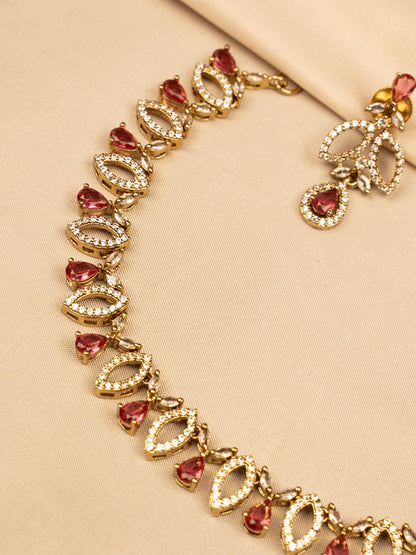 Red Simple Necklace Set – Elegant & Minimalistic KC604