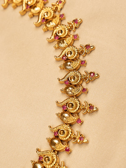 Elegant Small Red Stone Necklace Set – Simple & Timeless KC597